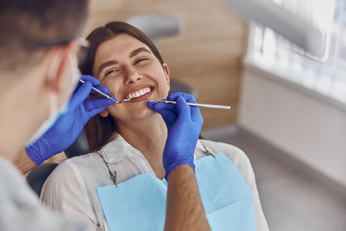 woman at the dentist for a checkup